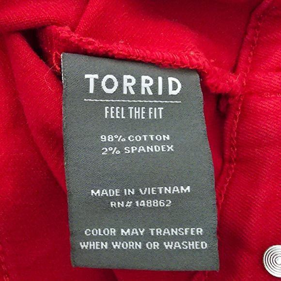 Torrid Red Jean Full Button Up Winter Warm Women's Jacket 0 - L - 12 - Picture 6 of 7